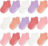HYCLES 15 Pairs Toddler Socks, Kids Grip Socks for 5-7 years Non Slip Ankle Sock for Baby Boys Girls