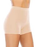 Shapewear Boyshorts Slip Shorts Under Dress Anti Chafing Seamless Tummy Control Body Shaper Underwear (#02 Beige-Light Control,Medium)