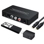 Dingsun Optical to RCA Converter, Digital to Analog Audio Converter with Volume Control DAC Converter Supports Sampling Rate Highest 192KHz/24bit Digital Audio Converter with Remote