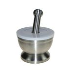 Lxmxgk 18/8 Stainless Steel Mortar and Pestle, Rock Crusher Mortar and Pestle, Pill Crusher, Ore Crusher, Spice Grinder, Cooking Spices and Seasoning, Kitchen Accessories (Large Diameter 4.6'')