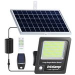 intelamp Solar Security Lights Outdoor Motion Sensor, 12000mAh Solar Outdoor Lights 2000LM Solar Lights Two Sensors Separated Panels 5M Cable Super Bright Solar Flood Lights