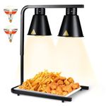 Food Heat Lamp: [2 Rapid-Heating Bulbs Included] Electric Commercial Food Warmer Lamp with Free-Standing, Heat Lamp for Food Catering Food Warming Lamp for Buffet Parties, 500W (Painted Black)