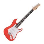 3/4 Electric Guitar LA by Gear4music with Gigbag For Beginners (Guitar only, Red)