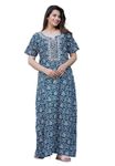 Dheeraj Designers Cotton Embroidery Maxi/Nighty for Womens Turkish Blue 3