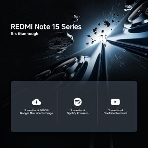 XIAOMI Redmi Note 15 Smartphone, 6GB+128GB, 6000mAh, 108MP Camera, 6.77" FHD+ Display, Black