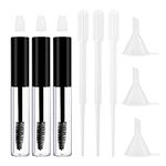 Angzhili 3 Sets/Pack Empty Mascara Tubes With Eyelash Wand, Rubber Inserts and Funnels for Castor Oil, Empty Mascara Bottles for DIY Cosmetics,Empty Mascara Container Use for Homemade Mascara (8 ML)