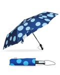 Destinio Umbrella for Women -3 Fold, UV Coated, Auto Open Close- Printed Design Umberallas for Ladies, Girls and Men (Printed Dark Blue)
