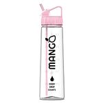 MANGO Sport Water Bottle With Straw - 900ml Motivational Water Bottle with Time Markings - Clear Water Bottle BPA Free Sports Bottles With Flip Nozzle And Leakproof Cap for Women and Men (Baby Pink)