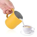 600ml Milk Jug, Stainless Steel Milk Frother Jug Steaming Pitcher Latte Art Cup for Coffee Machine Accessories, Yellow