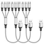 Multi Charging Cable, (3Pack 1FT) Short Multi USB Charger Cable Aluminum Braided 3 in 1 Universal Multiple Charging Cord with Type-C/Micro USB Connectors for Cell Phones Tablets (Charging Only)