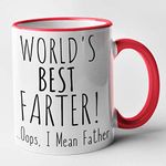 World's Best Farter Oops I Mean Farther Mug Happy Day Dad Present Funny Hilarious Gift (Red)