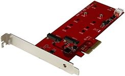 StarTech.com 2x M.2 SATA SSD Controller Card - PCIe - PCI Express M.2 SATA III Controller - NGFF Card Adapter (PEX2M2), Red