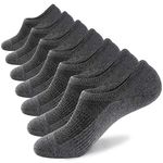 No Show Socks Mens 7 Pairs Cotton Thin Non Slip Low Cut Mens Invisible Casual Socks (7dark grey,Size 9-11)