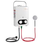 SANAUGAS Portable Propane Water Heater Tankless, 1.45GPM 5.5L Instant Hot Water Heater, Outdoor Use for RV, Camper Van, Travel Trailer, Cabin, Pool, Barn, White