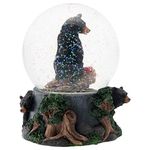 Black Bear Friend Couple 100MM Musical Water Globe Plays Tune Born Free