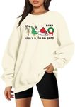 Thats It I Am Not Going Sweatshirt Women Christmas Sweatshirts Xmas Santa Sweatshirts Funny Letter Print Tops, Apricot, X-Large