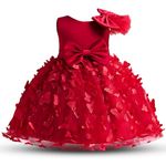 TTYAOVO Flower Baby Girl Dress 3D Butterfly Tollder Princess Gown Size 5Y(4-5 Years, 2064 Red)