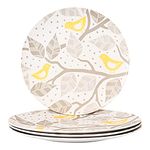 Earthism Eco-Friendly Bamboo Fibre Dinner Plates 11"- Pack of 4 (Life, White Grey)