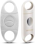 Cigar Cutter 2pcs/Pack, Sharp Blade Cutter for Straight Cut and V Cut Cutter (Silver+White)