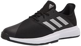 adidas Men's Gamecourt Tennis Racquetball Shoe, Black/Matte Silver/White, 11