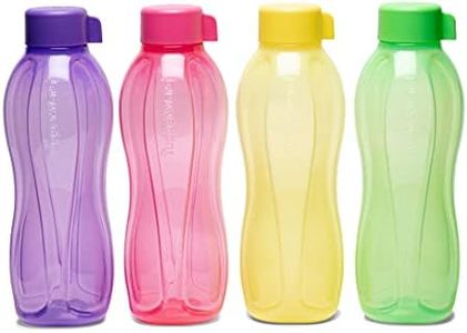 Tupperware Aquasafe Plastic Bottle, 1000ml, Set of 4, Pink, Green, Yellow, Purple