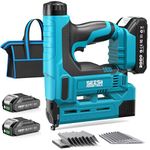 SEESII 18V Cordless Brad Nailer and Stapler 2-in-1 Kit, 18-Gauge Electric Nail Gun with 2×2.0Ah Batteries, Charger & 1000pcs Nails, Adjustable Depth for Woodworking, Upholstery, DIY Projects