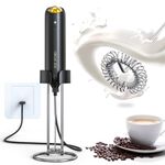 CIRCLE JOY Wall Mounted Milk Frother Handheld Rechargeable Milk Foamer Electric Mini Drink Mixer with 2-in-1 Stainless Steel Stand for Coffee, Cappuccino, Lattes, Matcha and Hot Chocolate