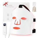 Umitec LED Face Mask, Red Light Therapy Mask, Five Modes Blue Light Therpay, Face Zone Maping, Remote Control, 4000mAh, Storage Bag, Head Strap, Eye Pads(S/M/L), Gift for Wife, Girls(White)