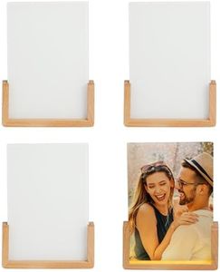 PYD Life 4 Pack Sublimation Night Lights Blanks LED Glass Photo Frames Panels White 5" x 7" with Warm Light,with Wood Stand for Heat Press Machine Printing