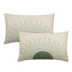 aportt Green Sun Sunrise Sunshine Lumbar Pillow Covers 12X20 Inch Sunset Boho Abstract Rectangle Cases Bohemian Throw Pillows Set of 2 Beachy Room Decor Aesthetic For Couch Sofa Bed Dorm Porch Patio