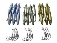 momolures Bass Lures Flashing Core Shad/Flash-J Shad Style for Pike Zander Sea fishing (4inch - 3 Colour Assort Set & Hooks)