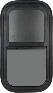 OUTPRIZE 2 Pack Vertical RV Windows, 12" W x 22" H Tinted Sliding RV Window with Net Screen and Trim Ring, Fit for 1" or 1-1/2" Thickness Wall, DOT Approved