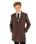 Boys Wool Tweed Patterned Classic Midi Length Light Brown Coat Formal Pageboy Wedding Jacket Age 6 Years
