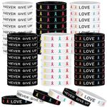 Glitinsel 48 Pieces Cancer Awareness Silicone Bracelets All Cancer Bracelets Prevention and Awareness Ribbon Assorted Cancer Bracelets for Women Public Activity Supplies Patients, Family, Friend Gift