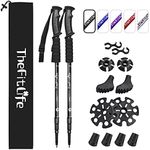 TheFitLife Nordic Walking Trekking Poles - 2 Packs with Antishock and Quick Lock System, Telescopic, Collapsible, Ultralight for Hiking, Camping, Mountaining, Backpacking, Walking, Trekking (Black)