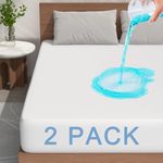 2 Pack Twin Size Waterproof Mattress Protector, Breathable, Noiseless Mattress Cover, 8"-21" Fitted Deep Pocket Mattress Protector Pad Cover - Cooling Smooth Soft,38"x 75"(White)