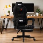 DROGO Apex Ergonomic Gaming Chair, Highback Computer Chair with Linkage Armrest, Breathable Fabric, Adjustable Height, Head & Lumbar Support Pillow, Home & Office Chairs with Recline, Footrest (Black)