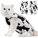 Avont Cat Recovery Suit, Kitten Onesies for After Surgery, Surgical Spay Suit for Female Cats -Cow Print (S)