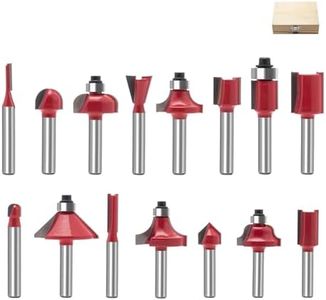 Lock Miter Router Bit Kit for Woodworking - 1/4" Shank Roundover, Rabbeting, Tongue & Groove, Cabinet Door, Rail & Stile Router Bits (Router Bit-1/4 Inch Shank-15 pcs)