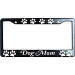 Dog Mom with Paw Prints Matte Black License Plate Frame Cover for Men/Women, Heavy Duty Stainless Steel Auto Car Tag Frame with 2 Holes & Free Screws,Unique Cat and Dog Lover Gift