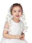 Pamor First Communion Veils for Girls Lace Chapel Veil Mantilla Veils Latin Mass Church Veil for Catholic Baptism D Shape, White D
