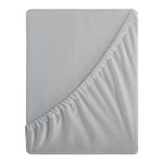 Aisbo Double Fitted Sheet Grey - Extra Deep Pocket Bed Sheet 16 inch 40 cm - Microfiber Bottom Sheet, 135x190cm