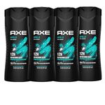 AXE Apollo Dual Action Men's Body Wash for Long Lasting Freshness Sage & Cedarwood Mositurizing Shower Gel with 100% Plant-based Prebiotics, 473mL (Pack of 4)