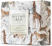 Where The Polka Dots Roam Safari Animals Queen Bedsheet Set for Kids - Jungle Adventure Bedding for Explorers, includes Fitted Sheet, Flat Sheet and Pillowcases - Wildlife Wonders Decor for Boys Room