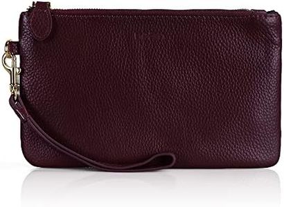 befen Genuine Leather Wristlet Clutch RFID Blocking Bag Cell Phone Wallet Purse Smartphone Wristlet Wallet Purses and Handbags for Women, Burgundy