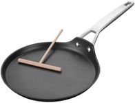 MsMk Crepe Pan with Spreader, 9 1/2 Inch Titanium and Ceramic Nonstick Flat Skillet Pancake Tawa Dosa Tortilla Pan, Induction Compatible, PFOA Free, Oven Safe to 700°F