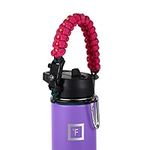 IRON °FLASK Paracord Handle - Fits Wide Mouth Water Bottles - Durable Carrier, Secure Accessories, Survival Strap Cord, Safety Ring, and Carabiner - Seven Core Paracord Bracelet