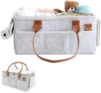 Baby Diaper Caddy Organizer with Lid - Multiple Compartments, Diaper Tote Bag for Infants, Travel Baby Bag for Must-Haves, Newborn Essentials Baby Gift Basket