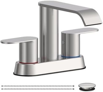 Waterfall Bathroom Sink Faucet Brushed Nickel 4 Inch Centerset Two Handle