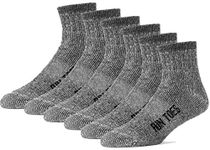 FUN TOES Merino Wool Ankle Socks Pack of 6 Arch Support and Cushioning Heel to Toe Reinforcement Ideal for Hiking (Black, Men 10-13)